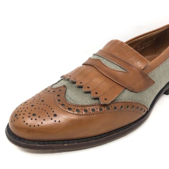 Allen Edmonds Wakefield Loafers Mens Size 9 D VTG Linen Leather Kiltie Classics - Picture 12 of 15